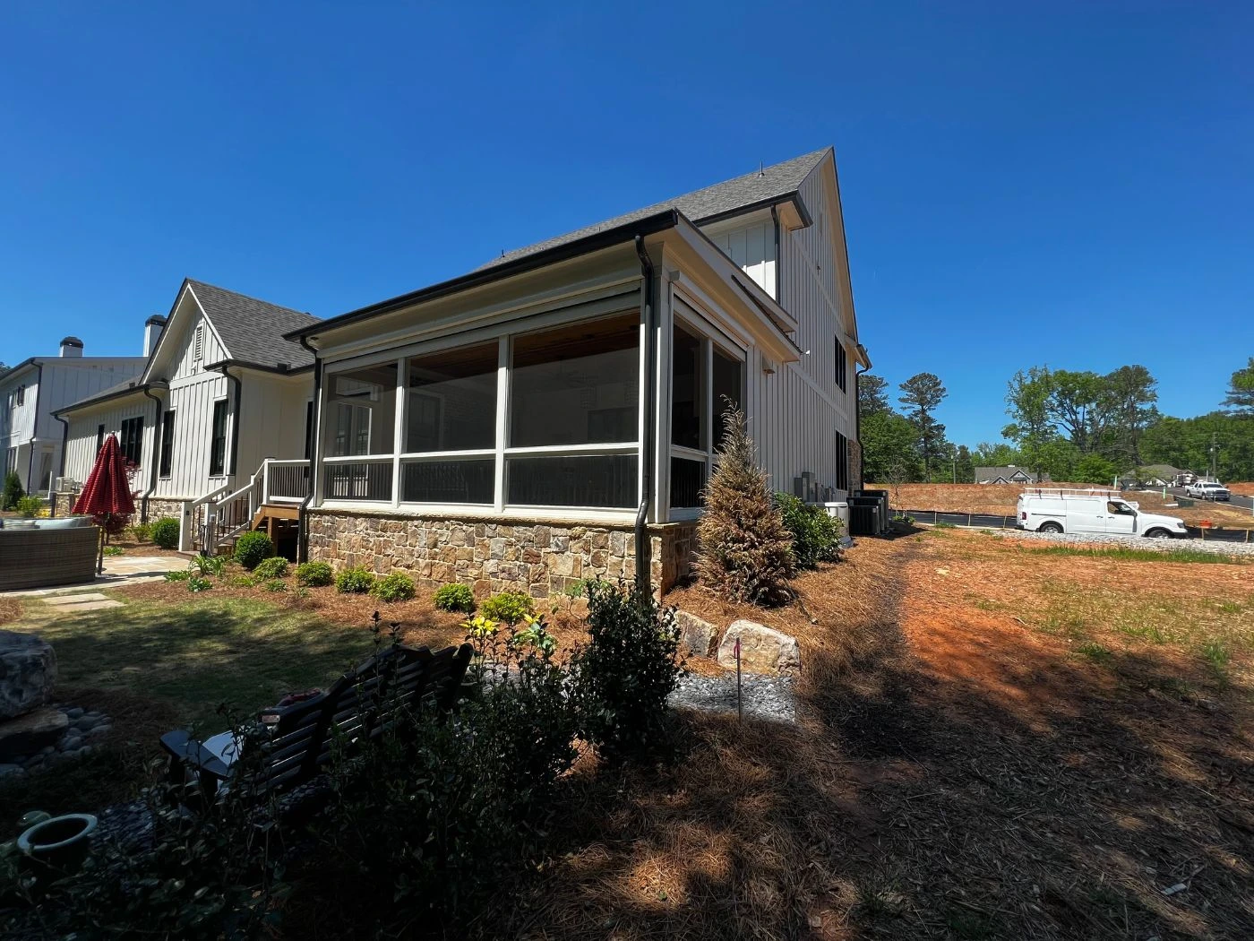 Zipper screen enclosure installed on home exterior — La Costa Shade